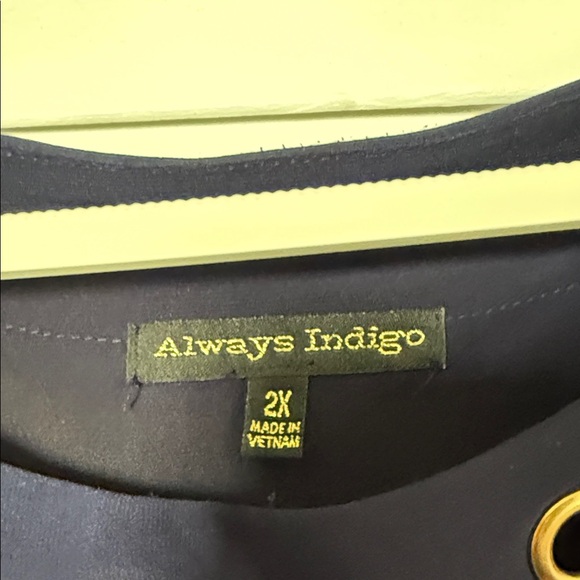 Always Indigo Women's Navy Blouse with Grommet Accents - Picture 2 of 3